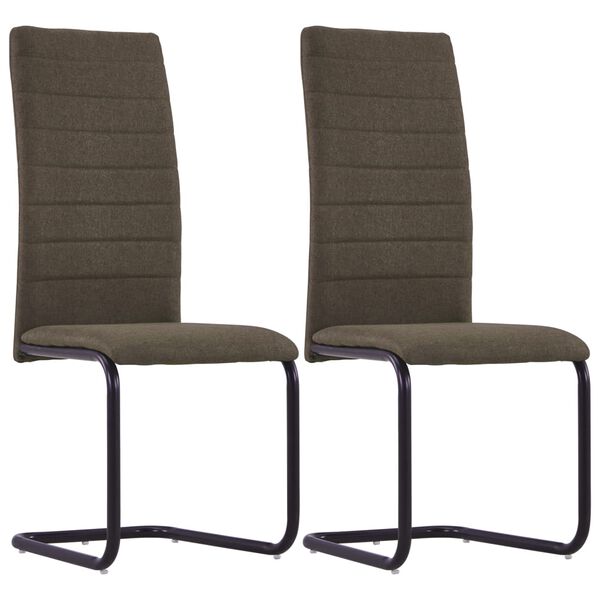 vidaXL Cantilever Dining Chairs 2 pcs Brown Fabric