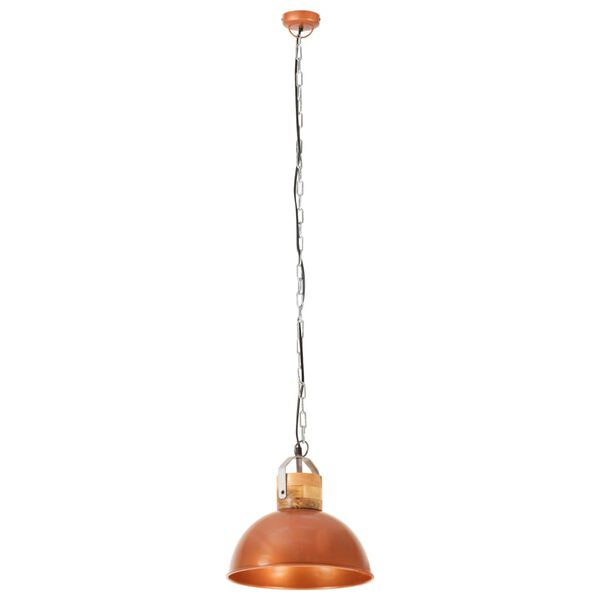 vidaXL Industrial Hanging Lamp Copper Round 32 cm E27 Solid Mango Wood