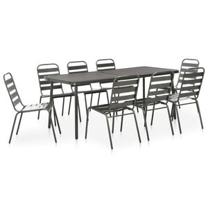 vidaXL Dining Set | Dark Grey | E-coated and powder-coated steel | Medium
