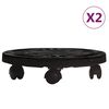 vidaXL Plant Trolleys with Wheels 2 pcs Diameter 30 cm Black 170 kg