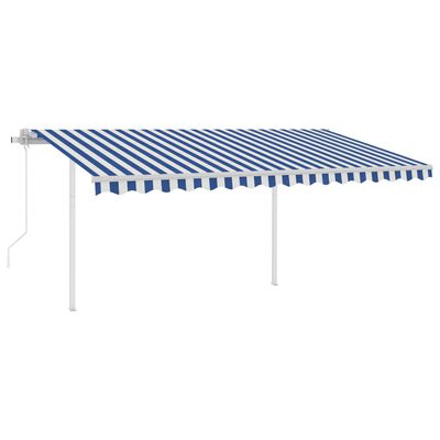 vidaXL Automatic Awning with LED&Wind Sensor 4.5x3 m Blue and White
