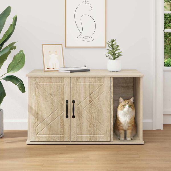 vidaXL Cat House Sonoma 85 x 55 x 50 cm Engineered Wood