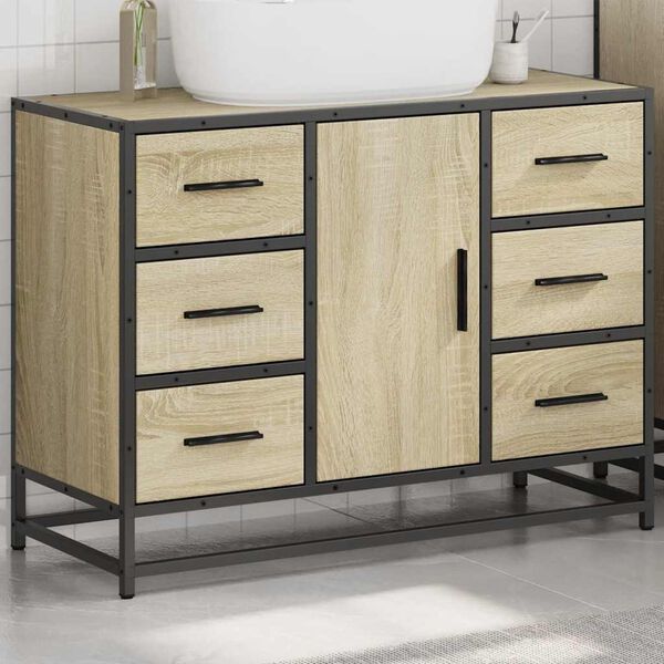 vidaXL Bathroom Sink Cabinet Sonoma Oak 80x33x60 cm Engineered Wood