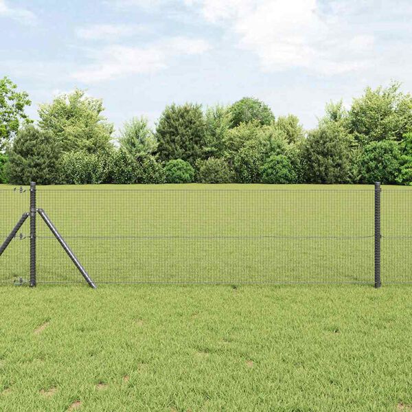 vidaXL Fence Post Grey 25 x 0.5 m (16 x 16 mm mesh) Steel