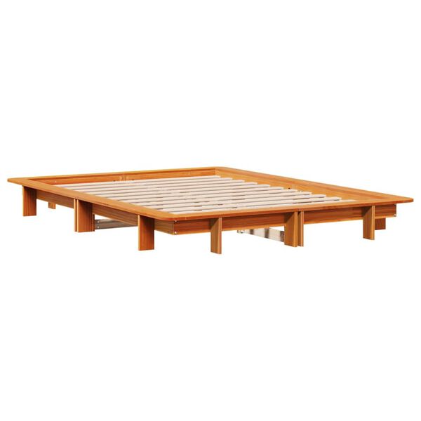 vidaXL Bed Frame without Mattress Wax Brown 120x200 cm Solid Wood Pine