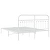 vidaXL Metal Bed Frame without Mattress with Headboard White 150x200cm