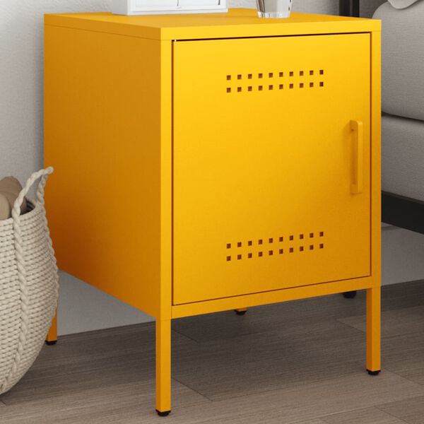 vidaXL Bedside Cabinet Mustard Yellow 36x39x50.5 cm Steel