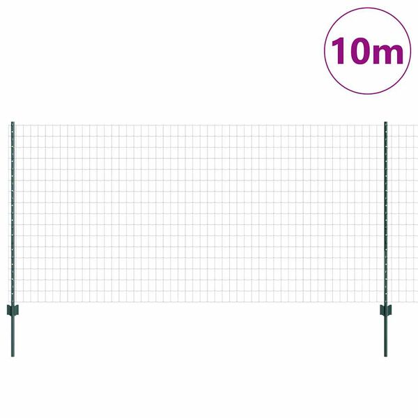 vidaXL Fence with Post Green 1.2 x 10 m Steel and PVC