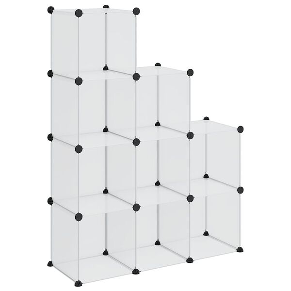 vidaXL Storage Cube Organiser with 9 Cubes Transparent PP