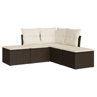 vidaXL 5 Piece Garden Sofa Set with Cushions Brown Poly Rattan