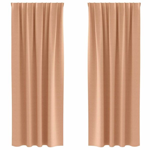 vidaXL Blackout Curtains with Rings 2 pcs Light Brown 225 x 140 cm