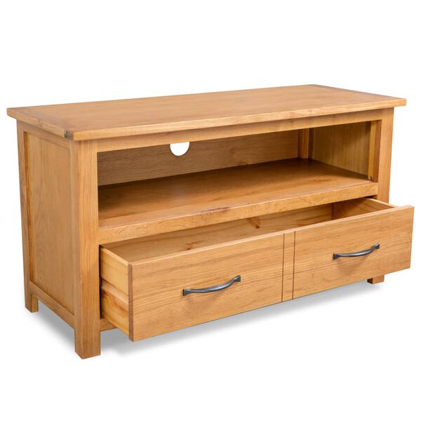 vidaXL TV Cabinet 90x35x48 cm Solid Oak Wood