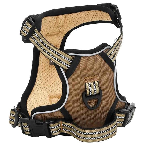 vidaXL Dog Harness with Lead & Collar Adjustable Brown M