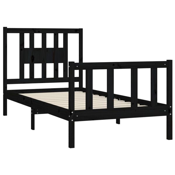 vidaXL Bed Frame without Mattress Black Solid Wood Pine 100x200 cm