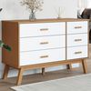 vidaXL Drawer Cabinet OLDEN White and Brown Solid Wood Pine