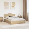 vidaXL Storage Bed with Drawer Sonoma Oak 140 x 190 cm Engineered Wood
