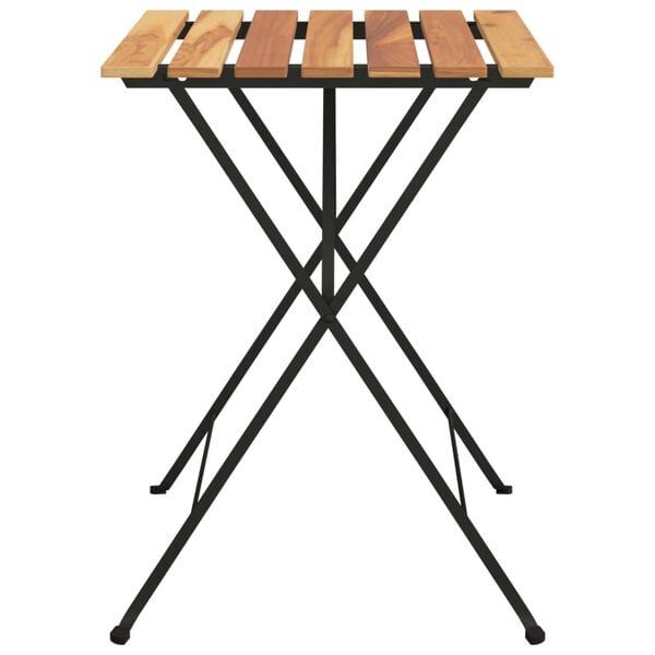 vidaXL Folding Bistro Table 55x54x71 cm Solid Wood Teak and Steel
