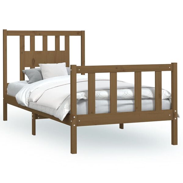 vidaXL Bed Frame without Mattress Honey Brown Solid Wood Pine 100x200 cm