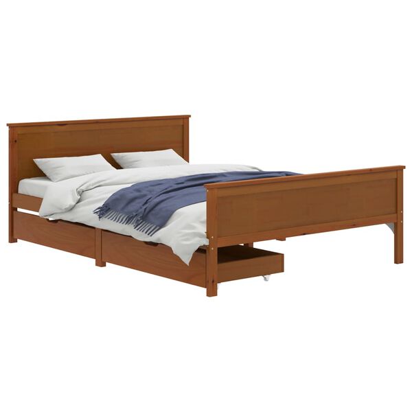 vidaXL Bed Frame without Mattress Honey Brown Solid Wood 160x200 cm