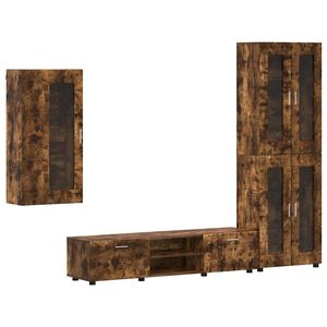 vidaXL TV Cabinet Set with Drawer FLORIN Smoked Oak Engineered Wood