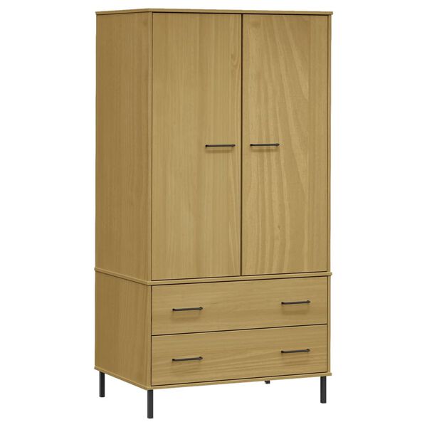 vidaXL Wardrobe with Metal Legs Brown 90x55x172.5 cm Solid Wood OSLO