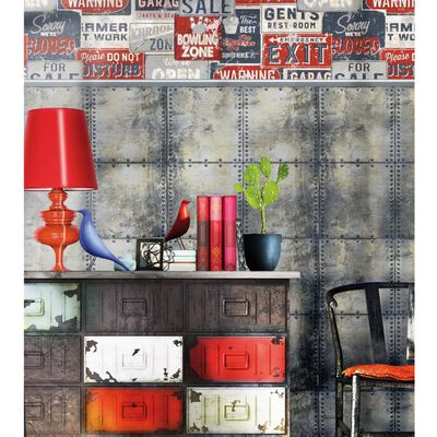 Noordwand Urban Friends & Coffee Wallpaper Billboards Small Blue and Red