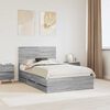 vidaXL Bed Frame with Drawer Grey Sonoma 120 x 190 cm Engineer Wood