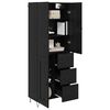 vidaXL Highboard with Drawer 2 pcs Black Oak Engineered Wood and Glass