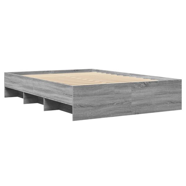 vidaXL Bed Frame without Mattress Grey Sonoma 135x190 cm Double Engineered Wood