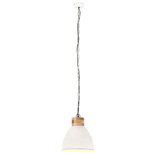 vidaXL Industrial Hanging Lamp White Iron & Solid Wood 46 cm E27