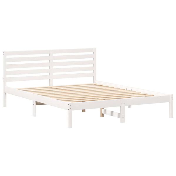 vidaXL Bed Frame with Headboard White 140 x 200 cm Solid Pine Wood