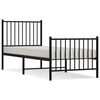 vidaXL Metal Bed Frame without Mattress with Footboard Black 75x190cm