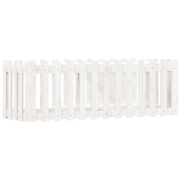 vidaXL Garden Raised Bed with Fence Design White 150x50x50 cm Solid Wood Pine