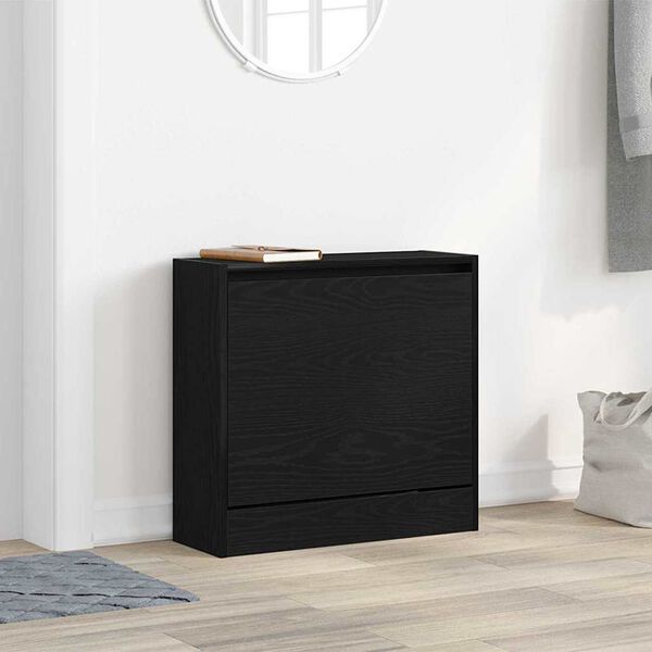 vidaXL Shoe Cabinet Black Oak 60 x 21 x 57 cm Engineered Wood