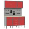 vidaXL Work Bench with Drawer 8 pcs Red 150 x 55 x 200 cm Steel