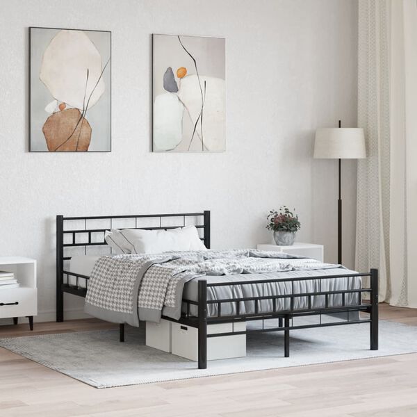 vidaXL Bed Frame without Mattress Black Steel 140x200 cm