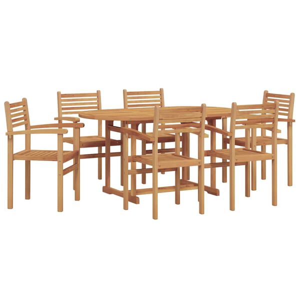 vidaXL Garden Dining Set 7 pcs Natural Solid Acacia Wood
