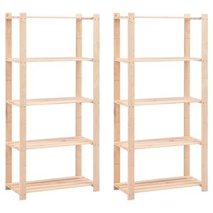 vidaXL 5-Tier Storage Racks 2 pcs 80x38x170 cm Solid Pinewood 250 kg