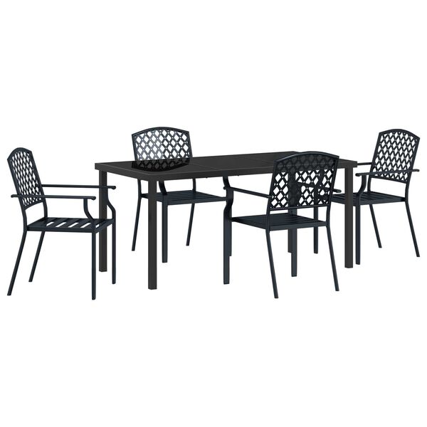 vidaXL Garden Dining Set 5 pcs Anthracite Powder-Coated Steel