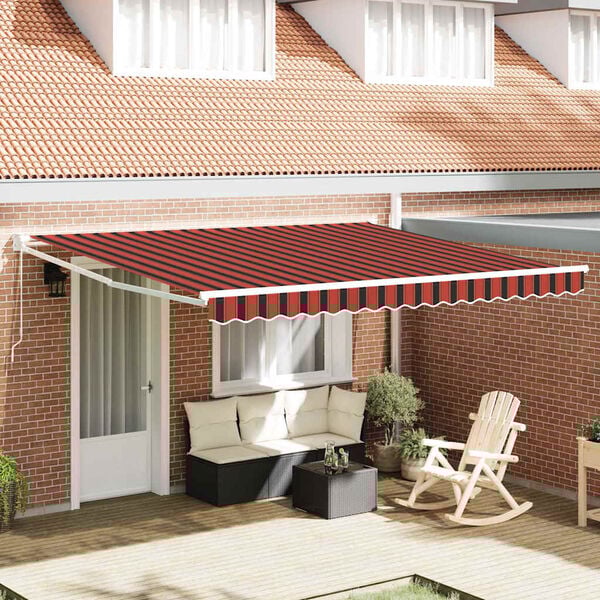 vidaXL Retractable Awning Manual Yellow and Orange 400 x 350 cm
