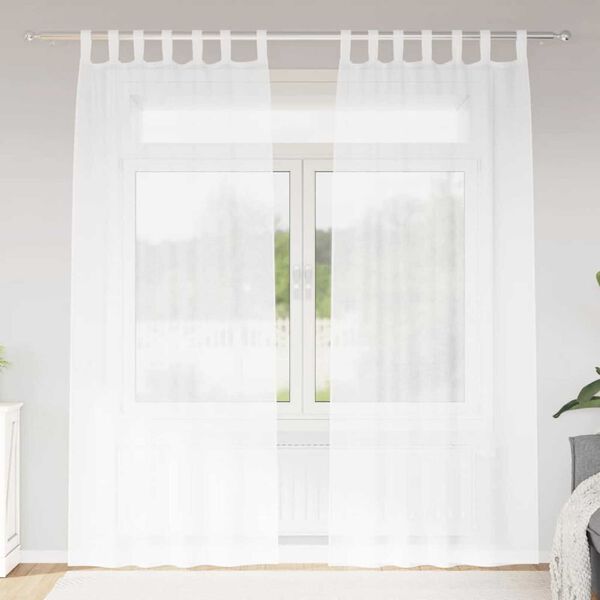 vidaXL Voile Curtain with Curtains 2 pcs White 225 x 140 cm Polyester