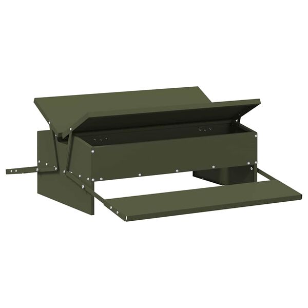 vidaXL Chicken Treadle Feeder Olive Green 75 x 53 x 20.5 cm