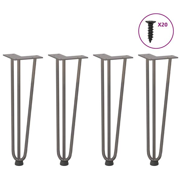 vidaXL Hairpin Legs for Coffee Table 4 pcs Natural Steel 42 cm Solid Steel