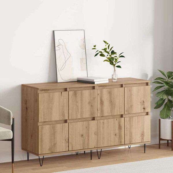 vidaXL Sideboards 2 pcs Artisan oak 120 x 35 x 70 cm Engineered wood