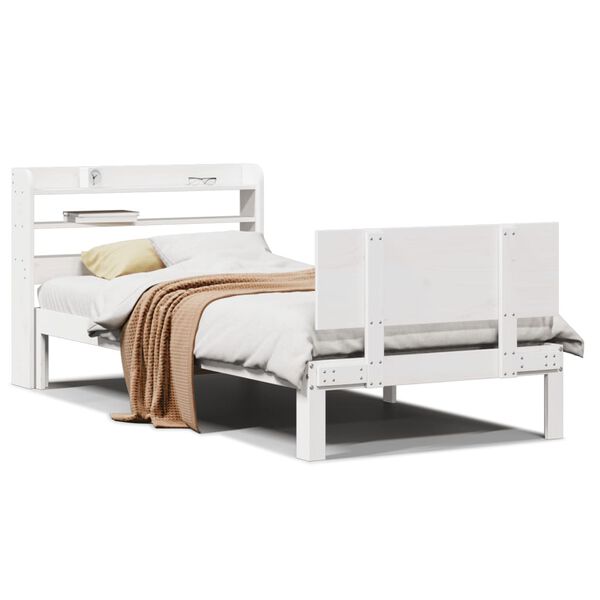 vidaXL Bed Frame with Headboard without Mattress White 90x190 cm Single