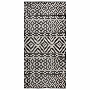 vidaXL Outdoor Flatweave Rug 80x150 cm Black Stripes