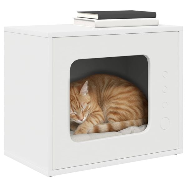 vidaXL Cat House White 51 x 30 x 42 cm Engineered Wood