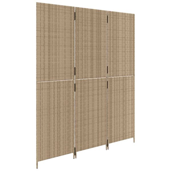 vidaXL Room Divider 3 Panels Beige Poly Rattan