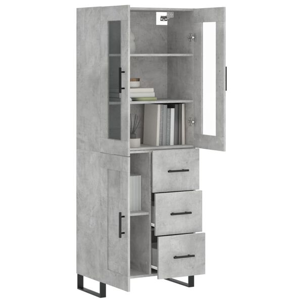 vidaXL Highboard Concrete Grey 69.5x34x180 cm Engineered Wood
