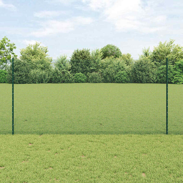 vidaXL Fence with Post Green 1.2 x 50 m Steel and PVC